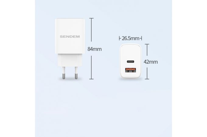 Сетевое зарядное устройство USB SENDEM OG34 (белый)