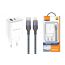 Сетевое зарядное устройство USB + кабель Lightning SENDEM OG34 (бело-черный)
