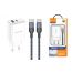 Сетевое зарядное устройство USB + USB-C + кабель Type-C SENDEM OG34 (бело-черный)