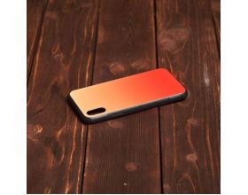 Чехол стеклянный iPhone X (красно-оранжевый)