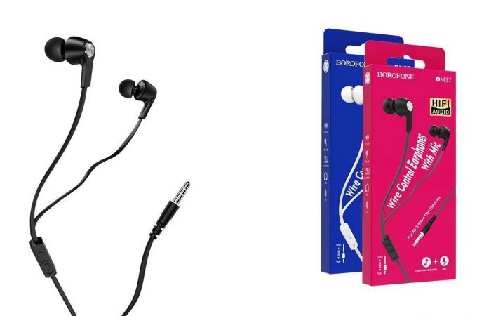 Наушники вакуумные проводные BOROFONE BM37 Noble sound wire control earphones (черный)