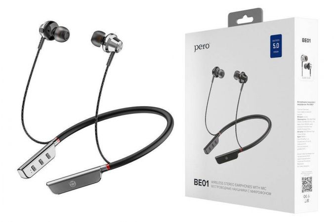 Bluetooth наушники Pero BE01 серебро вакуумные