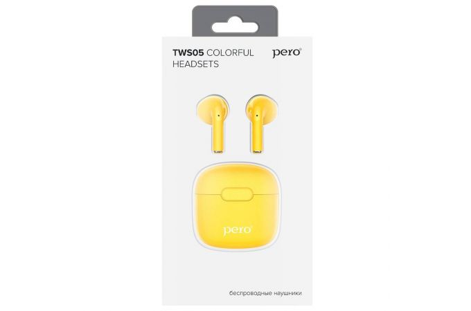 Bluetooth наушники Pero TWS05 Colorful желтые