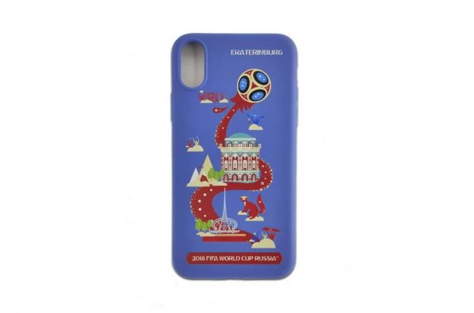 Чехол для iPhone Х матовый с рисунком, Ekaterinburg FIFA 2018 (Deppa) (синий)