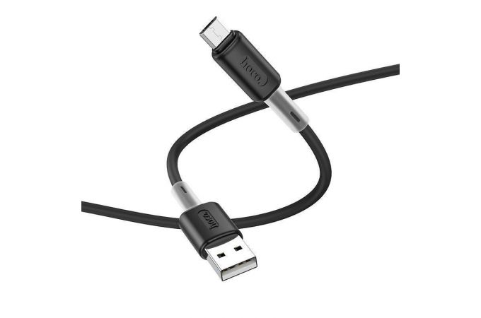 Кабель USB - MicroUSB HOCO X48 2,4A (черный) 1м (силикон)