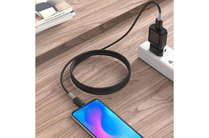 Кабель USB - MicroUSB HOCO X48 2,4A (черный) 1м (силикон)