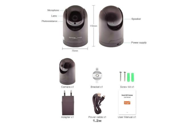 Видеокамера Орбита OT-VNI44 Черный IP-WI-FI (1920*1080, 2Mpix, 3,6мм, пластик)