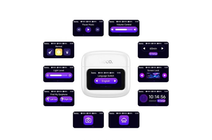 Наушники вакуумные беспроводные HOCO EQ14 Cool color true wireless BT headset with touch screen (черный)