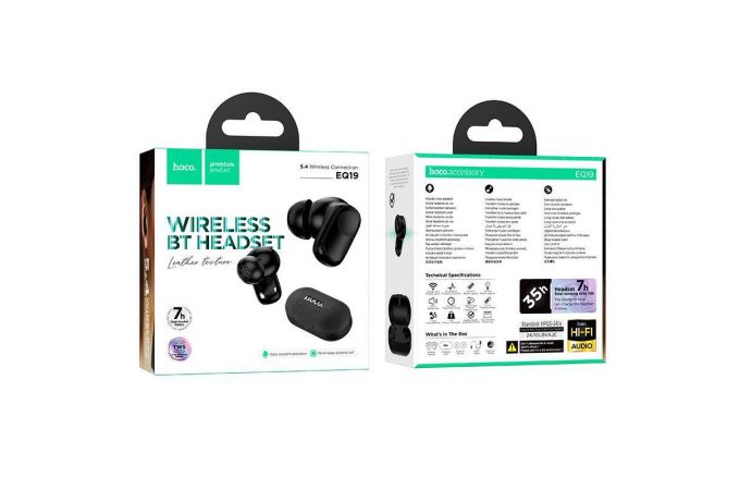 Наушники вакуумные беспроводные HOCO EQ19 Duke Ⅴ true wireless BT headset (черный)