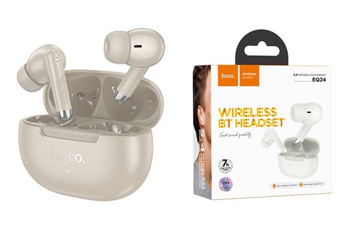 Наушники вакуумные беспроводные HOCO EQ24 Estrella wireless BT headset (золотая монета)