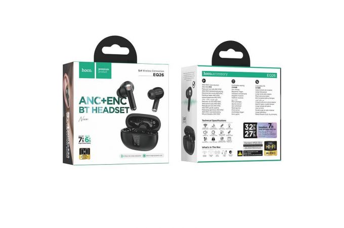 Наушники вакуумные беспроводные HOCO EQ26 Nice true wireless ANC+ENC BT headset (черный)