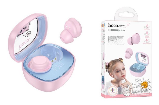 Наушники вакуумные беспроводные HOCO EW111 Friendly true wireless children BT headset (розовый)