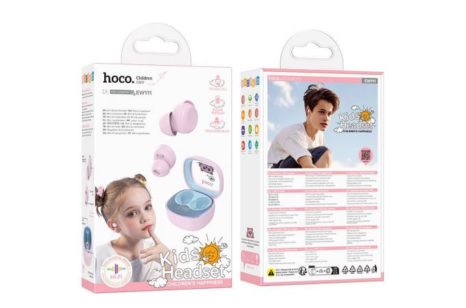 Наушники вакуумные беспроводные HOCO EW111 Friendly true wireless children BT headset (розовый)