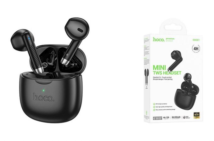 Наушники вакуумные беспроводные HOCO EW201 Graceful true wireless BT headset (черная полночь)