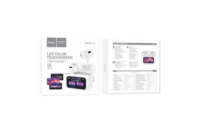 Наушники вакуумные беспроводные HOCO EW72 Lite Soar true wireless touch screen BT headset (белый) с дисплеем