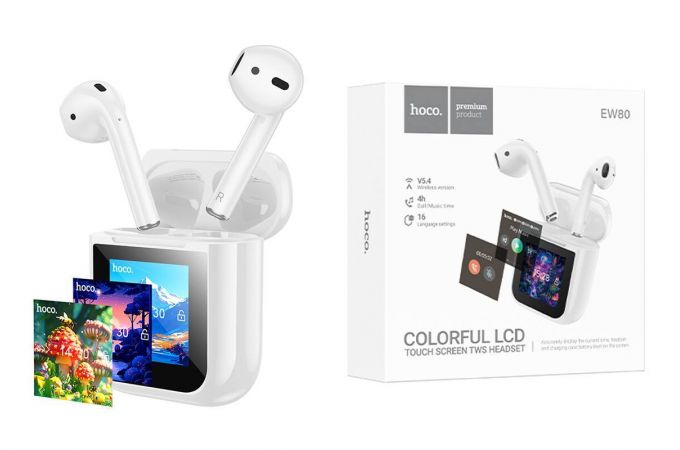 Наушники вакуумные беспроводные HOCO EW80 Magnificent true wireless touch screen BT headset (белый)