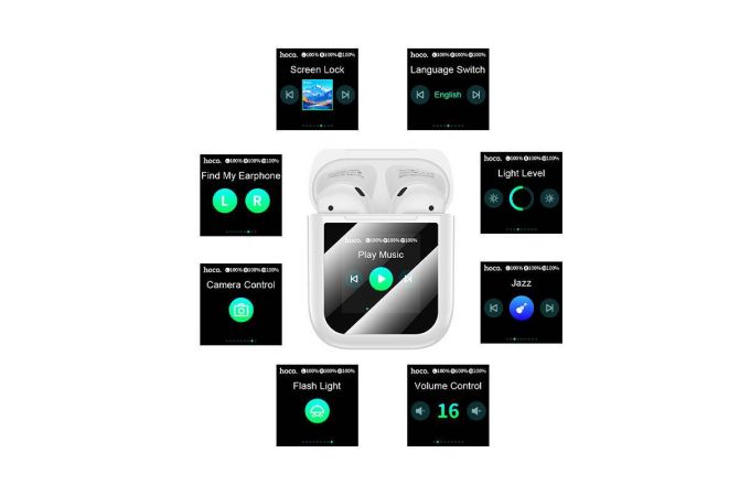 Наушники вакуумные беспроводные HOCO EW80 Magnificent true wireless touch screen BT headset (белый)