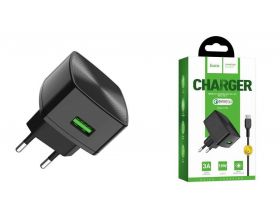 Сетевое зарядное устройство USB + кабель Type-C HOCO С70А QC3.0 (черный)