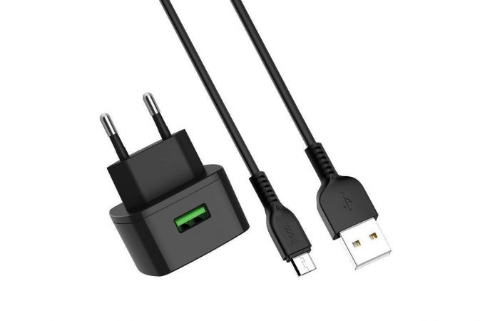 Сетевое зарядное устройство USB + кабель Type-C HOCO С70А QC3.0 (черный)
