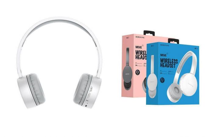 Наушники мониторные беспроводные BOROFONE BO2 Fine move wireless headset Bluetooth (белый)
