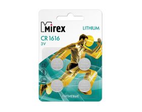Батарейка литиевая Mirex CR1616 3V цена за блистер 4 шт (23702-CR1616-E4)