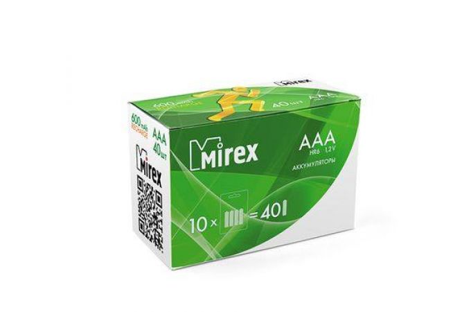 Аккумулятор Ni-MH Mirex HR03 / AAA 600mAh 1,2V цена за 4 шт (4/40/200), блистер (23702-HR03-06-E4)