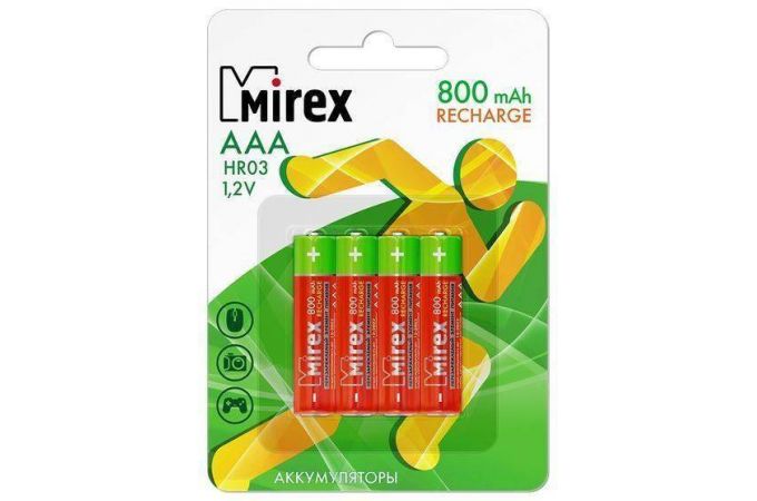 Аккумулятор Ni-MH Mirex HR03 / AAA 800mAh 1,2V цена за 4 шт (4/40/200), блистер (23702-HR03-08-E4)