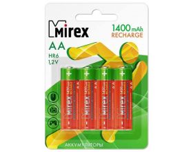 Аккумулятор Ni-MH Mirex HR6 / AA 1400mAh 1,2V цена за 4 шт (4/40/200), блистер (23702-HR6-14-E4)