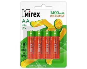 Аккумулятор Ni-MH Mirex HR6 / AA 1400mAh 1,2V цена за 4 шт (4/40/200), блистер (23702-HR6-14-E4)