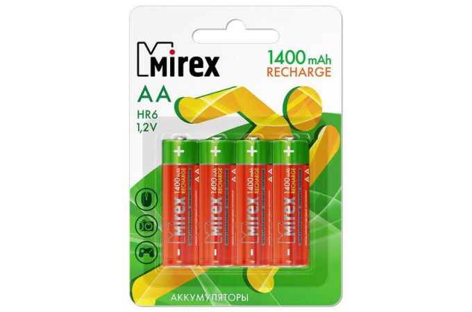 Аккумулятор Ni-MH Mirex HR6 / AA 1400mAh 1,2V цена за 4 шт (4/40/200), блистер (23702-HR6-14-E4)