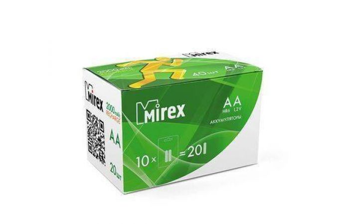 Аккумулятор Ni-MH Mirex HR6 / AA 2000mAh 1,2V цена за 2 шт (2/20/100), блистер (23702-HR6-20-E2)