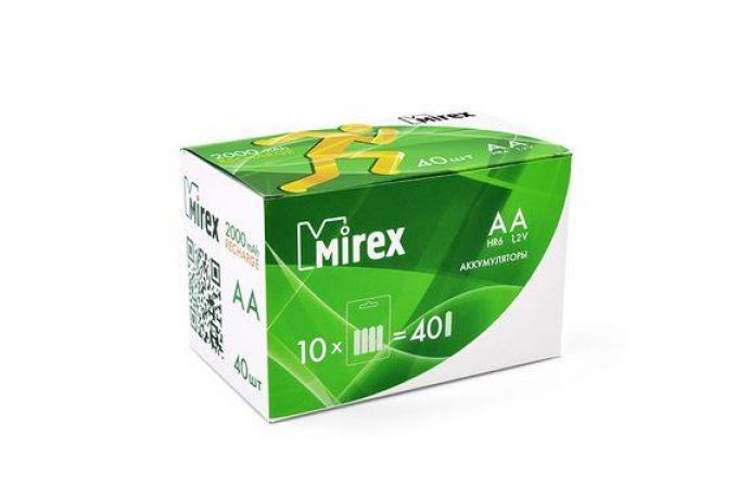 Аккумулятор Ni-MH Mirex HR6 / AA 2000mAh 1,2V цена за 4 шт (4/40/200), блистер (23702-HR6-20-E4)