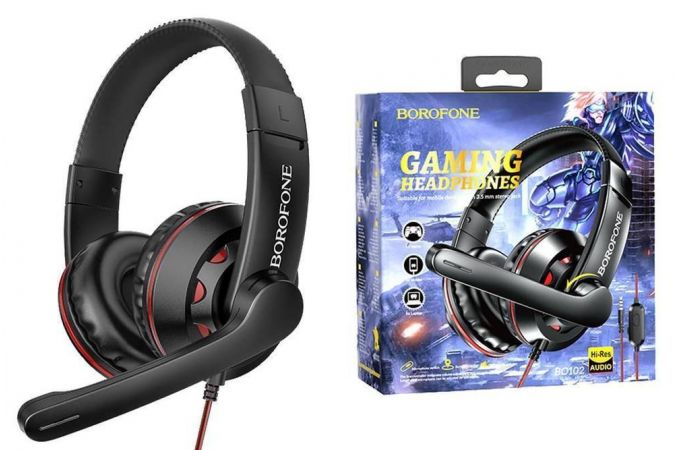 Наушники мониторные проводные с микрофоном BOROFONE BO102 Amusement gaming headphones (красный)