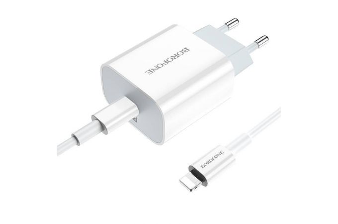 Сетевое зарядное устройство USB + кабель Lightning - Type-C BOROFONE BA38A PD20W+QC 3.0 (белый)