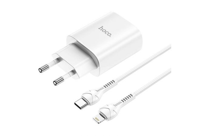 Сетевое зарядное устройство USB-C + кабель Lightning - Type-C HOCO N14 PD20W+QC 3.0 (белый)