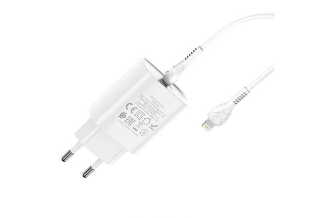 Сетевое зарядное устройство USB-C + кабель Lightning - Type-C HOCO N14 PD20W+QC 3.0 (белый)
