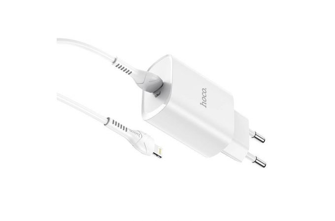 Сетевое зарядное устройство USB-C + кабель Lightning - Type-C HOCO N14 PD20W+QC 3.0 (белый)