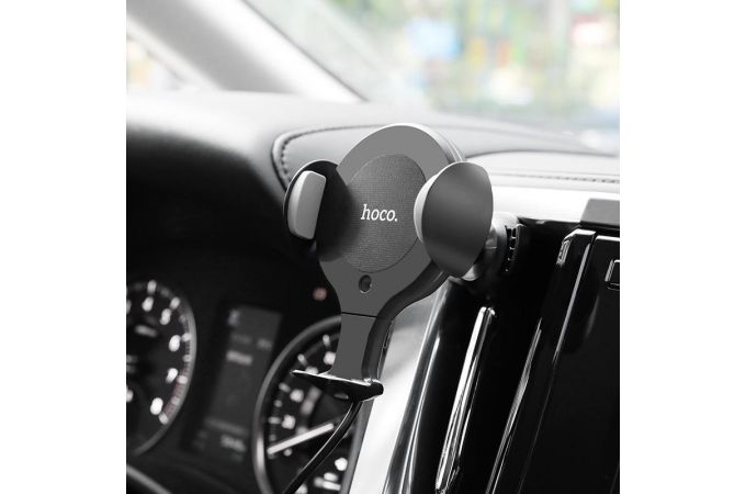 Держатель автомобильный для телефона HOCO CA60 car holder черный (с беспроводной зарядкой)