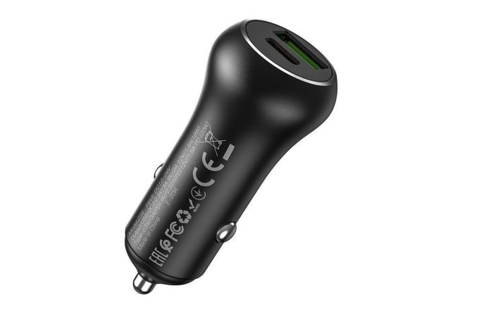 Автомобильное зарядное устройство АЗУ USB + USB-C HOCO Z38 Resolute PD20W+QC3.0 (черный)