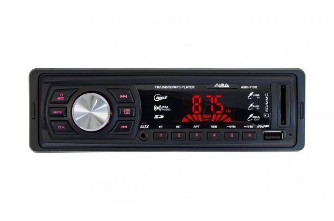 Автомагнитола AURA MP3/WMA AMH-110R красная подсветка, USB/SD/MMC, эквалайзер