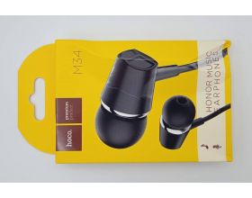 Наушники вакуумные проводные HOCO M34 honor music (черный) (УЦЕНКА! МЯТАЯ УПАКОВКА)