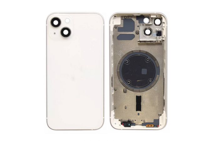 Корпус для iPhone 13 (белый/ starlight) CE (литое стекло + магнит) org
