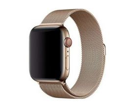 Металлический магнитный браслет  "Миланское плетение" для Apple Watch 42-44 мм цвет темное золото