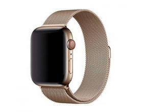 Металлический магнитный браслет  "Миланское плетение" для Apple Watch 38-40 мм цвет темно золотистый
