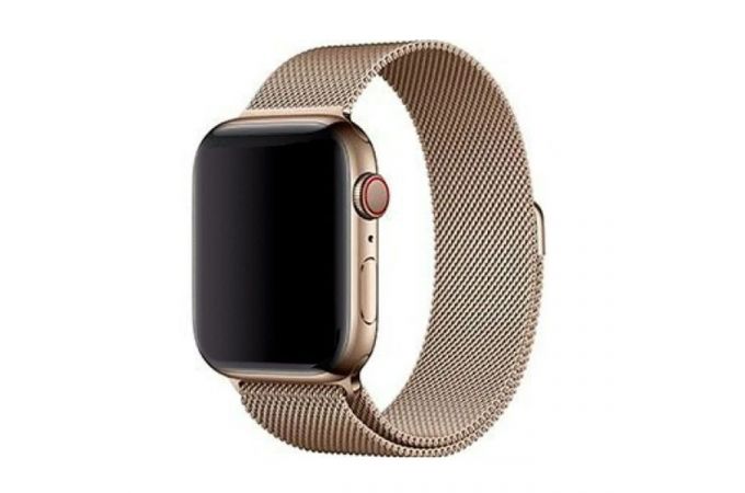 Металлический магнитный браслет  "Миланское плетение" для Apple Watch 38-40 мм цвет темно золотистый