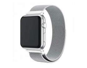 Металлический магнитный браслет  "Миланское плетение" для Apple Watch 42-44 мм цвет темно серый