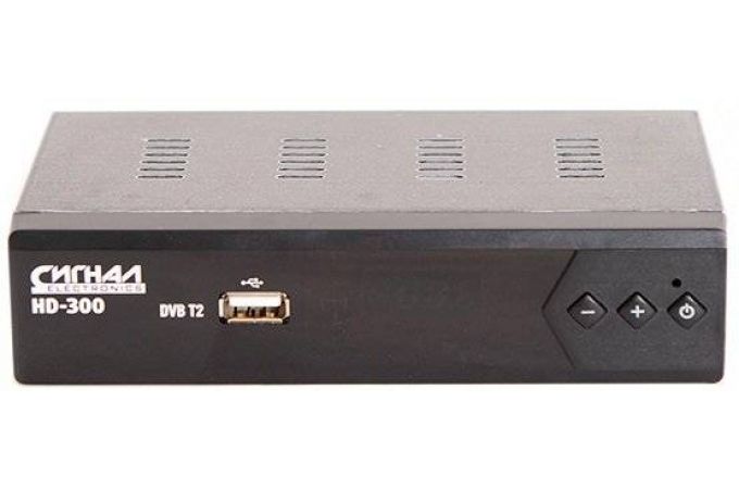 ТВ приставка DVB-T2 Сигнал HD-300 ЭДО металл, дисплей, обучаемый пульт ДУ