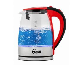 Чайник BEON BN-386 красный 2200Вт,1,8л, стекло, LED,автооткрывание крышки