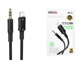 BOROFONE BL25A AUX аудио кабель/3.5 mm jack - Lightning/ 1m/ черный