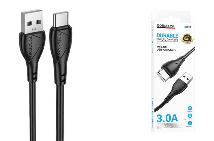 Кабель USB - USB Type-C BOROFONE BX121/ 1m/ 3A/ черный